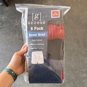 George 6 Pack Boxer Briefs - Red and Gray
